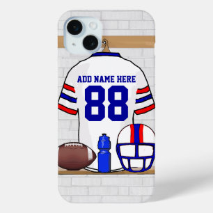 Personalized White Red Blue Football Jersey iPhone 15 Mini Case