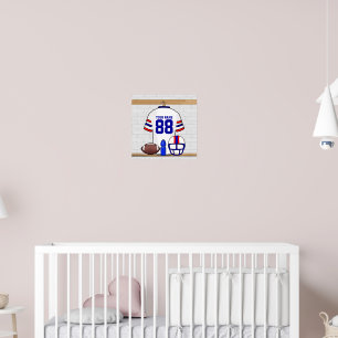 Personalized White Red Blue Football Jersey Poster