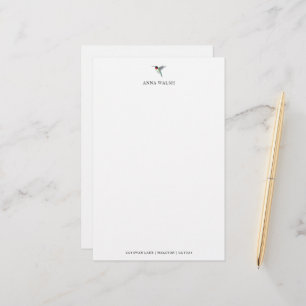 Personalized White Ruby-throated Hummingbird Stationery