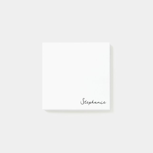 Personalized White Script Post it Sticky Notes (Front)