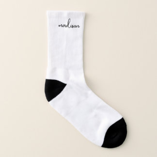 Personalized White Script  Socks