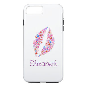 Personalized White Simple Colourful Heart Lips Case-Mate iPhone Case
