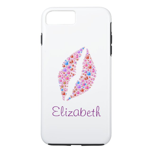 Personalized White Simple Colourful Heart Lips Case-Mate iPhone Case (Back)