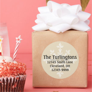 Personalized White Snowflake Return Address Classic Round Sticker