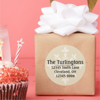 Personalized White Snowflake Return Address Classic Round Sticker