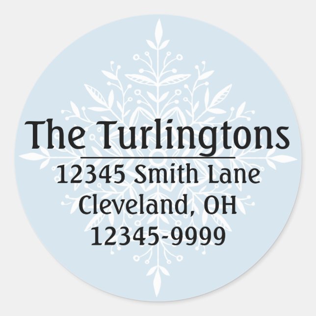 Personalized White Snowflake Return Address Label (Front)