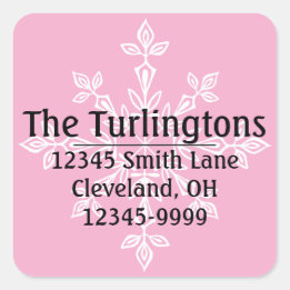 Personalized White Snowflake Return Address Square Sticker