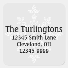 Personalized White Snowflake Return Address Square Sticker