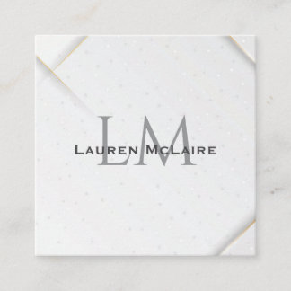 Personalized White Sparkle & Gold Accent Monogram  Calling Card
