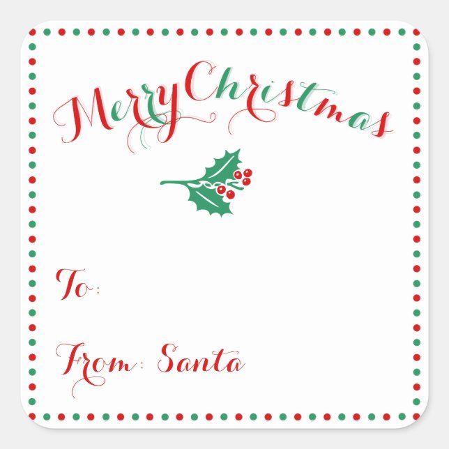 Personalized White Square Christmas Gift Tags (Front)