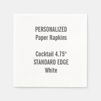 Personalized White Standard Cocktail Paper Napkins
