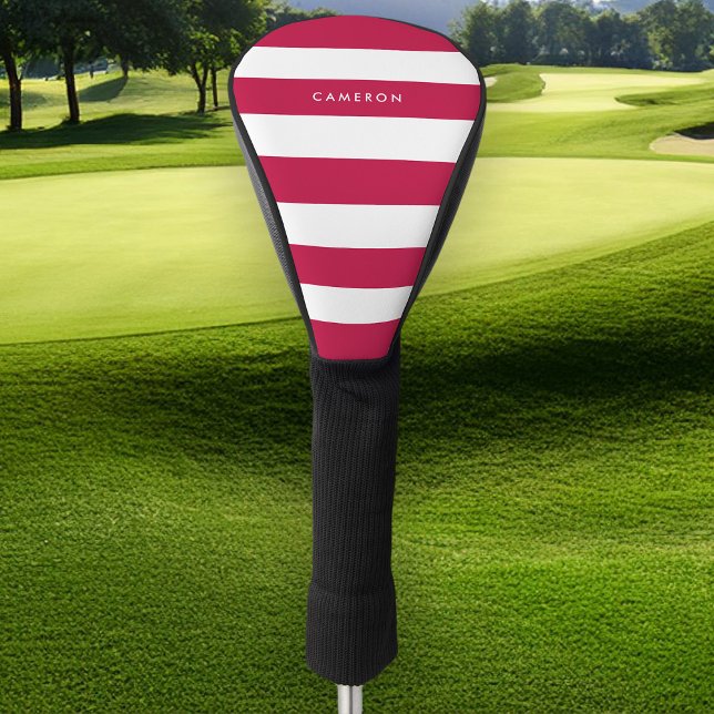 Personalized White Stripes and Editable Colour Golf Head Cover (Creator Uploaded)