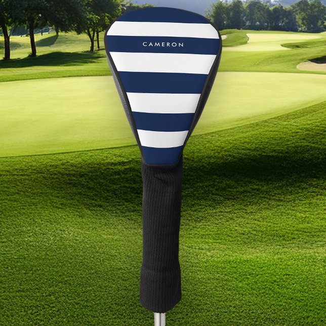 Personalized White Stripes and Editable Colour Golf Head Cover (Creator Uploaded)