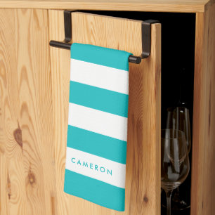 Personalized White Stripes and Editable Colour Kitchen Towel