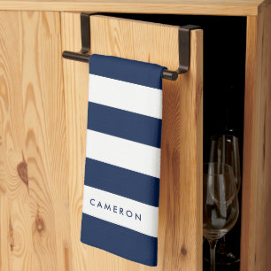 Personalized White Stripes and Editable Colour Kitchen Towel