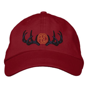 Personalized White Tail Deer Antlers Monogram Embroidered Hat