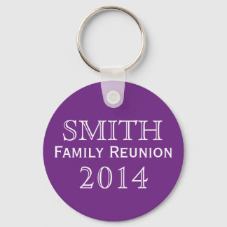 Personalized White Text Purple Family Gathering Keychain