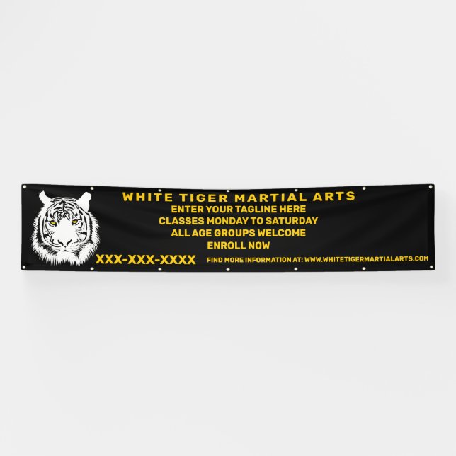 Personalized White Tiger Martial Arts Customize Banner (Horizontal)