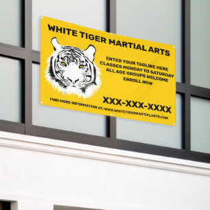 Personalized White Tiger Martial Arts Customize Banner