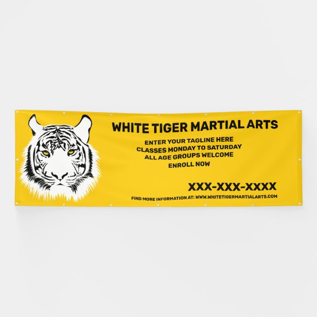 Personalized White Tiger Martial Arts Customize Banner (Horizontal)