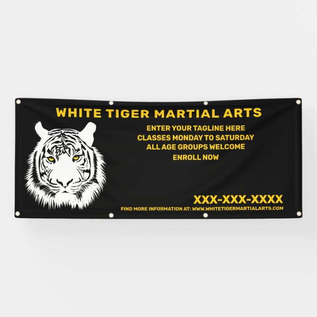 Personalized White Tiger Martial Arts Customize Banner (Horizontal)