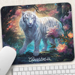 Personalized White Tiger Mouse Pad<br><div class="desc">Add a touch of magic to your workspace with this personalized mouse pad featuring a majestic white tiger in an enchanted forest. The vibrant colours and intricate details bring the scene to life, inspiring creativity and wonder. Make it truly yours by adding your name or a special message. The smooth...</div>