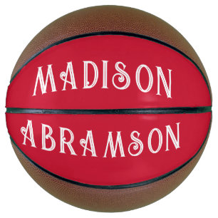 Personalized White Type On Red Basketball