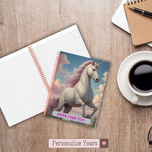Personalized White Unicorn Clouds Notebook