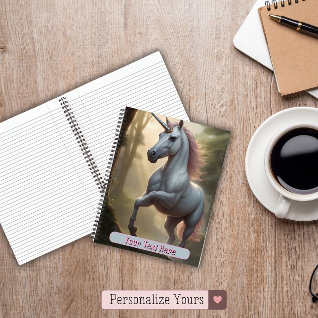 Personalized White Unicorn in Forest Notebook (Personalized White Unicorn in Forest Notebook)