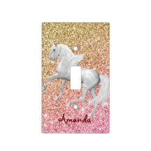 Personalized white unicorn pink and gold glam