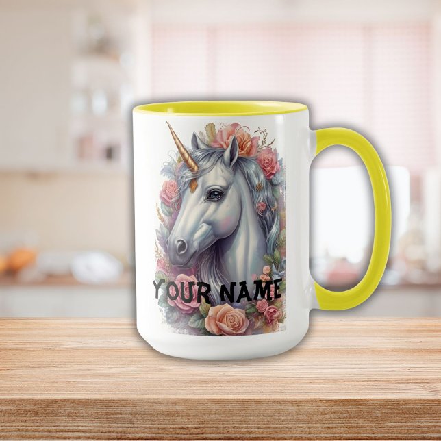 Personalized White Unicorn Portrait Mug (Personalized White Unicorn Portrait Mug)