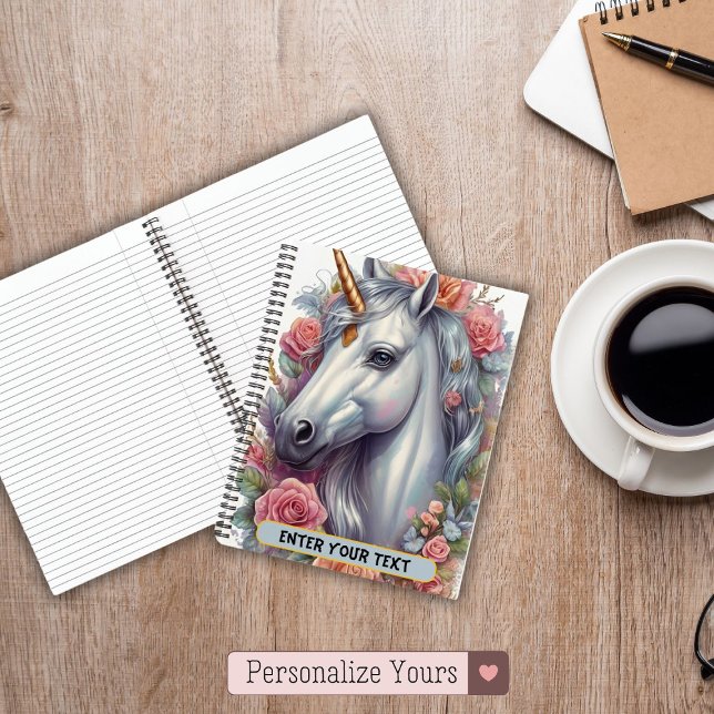 Personalized White Unicorn Portrait Notebook (Personalized White Unicorn Portrait Notebook)
