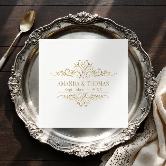 Personalized white wedding elegant modern napkins (Creator Uploaded)
