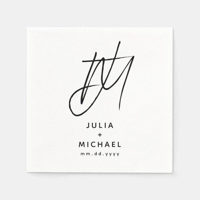 Personalized White Wedding Paper Napkin (Front)