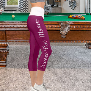 Personalized White Wine Custom  Cat Text Diy Yoga Capri Leggings