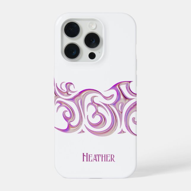 Personalized White with Pink 3D Chrome iPhone Case (Back)