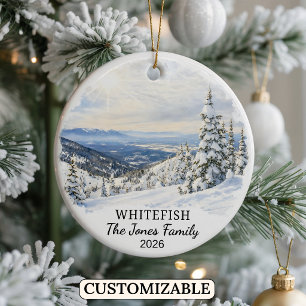 Personalized Whitefish Ornament, Custom Montana Ceramic Ornament