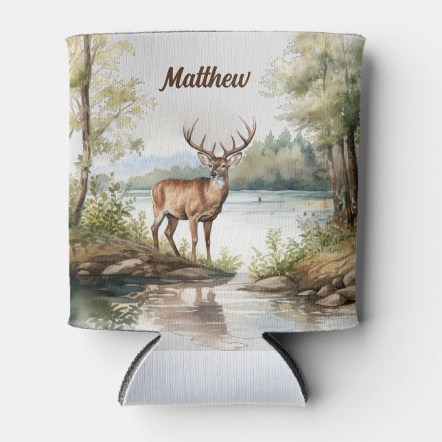 Personalized Whitetail deer can cooler (Front)