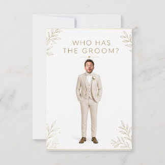 Personalized Who Has The Groom Bridal Shower Beige Thank You Card