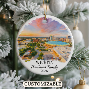 Personalized Wichita Ornament, Custom Kansas Ceramic Ornament