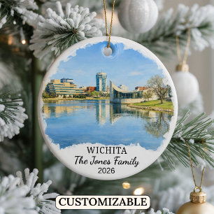 Personalized Wichita Ornament, Custom Kansas Ceramic Ornament