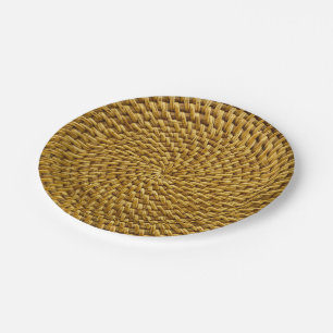Personalized Wicker Look Bohemian Boho  Paper Plat Plate