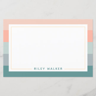 Personalized Wide Stripes Chic Stationery Paper