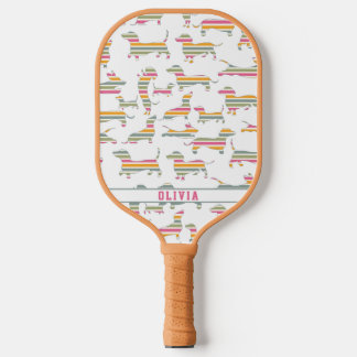 Personalized Wiener Dog, Sausage Dog Colourful Pickleball Paddle
