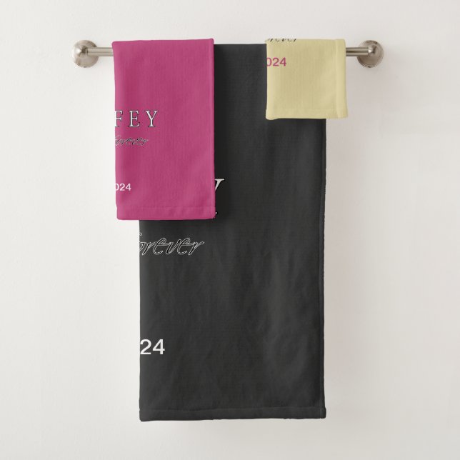 Personalized Wifey eternal Love registration date Bath Towel Set (Insitu)