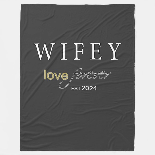 Personalized Wifey eternal Love registration date Fleece Blanket (Front)