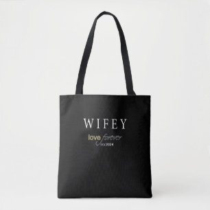 Personalized Wifey eternal Love registration date Tote Bag