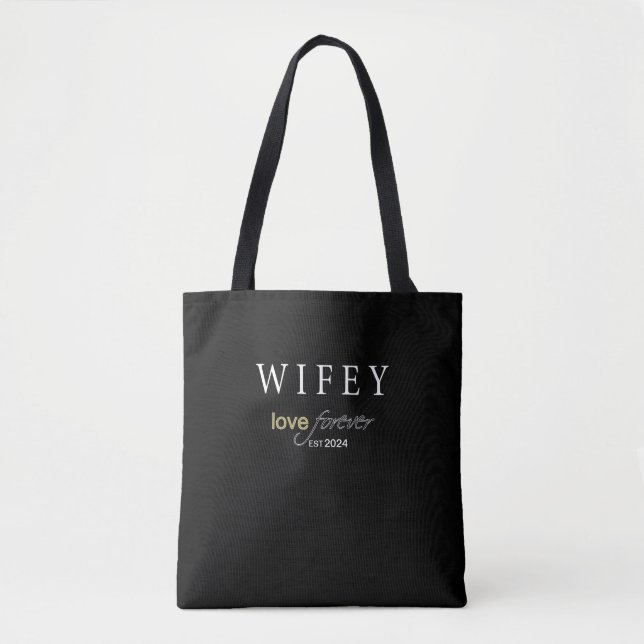 Personalized Wifey eternal Love registration date Tote Bag (Front)