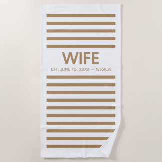 Personalized Wifey & Hubby Est. 2026 Beach Towel 