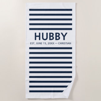 Personalized Wifey & Hubby Est. 2026 Beach Towel 